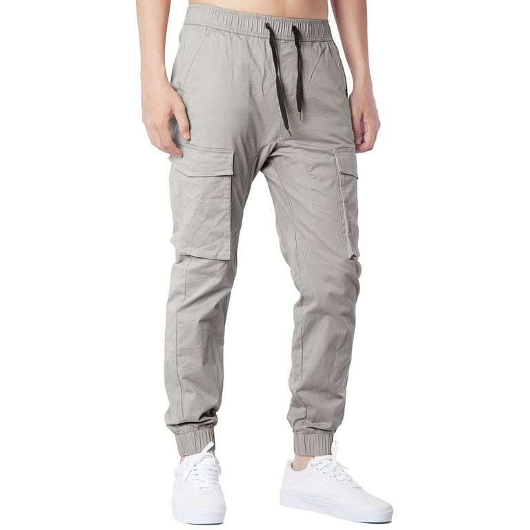 WUWUQF Mens Joggers with Pockets Four Seasons Street Leisure Sports Multi Pocket Drawstring Strap Solid Color Woven Cargo Pants Grey Walmart