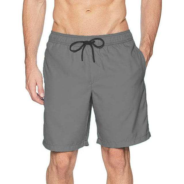 WUWUQF Mens Swimming Trunks Plus Size Shorts Sports Net Beach Dry Quick with Inner Casual Pants Men's Swimwear Dark Gray