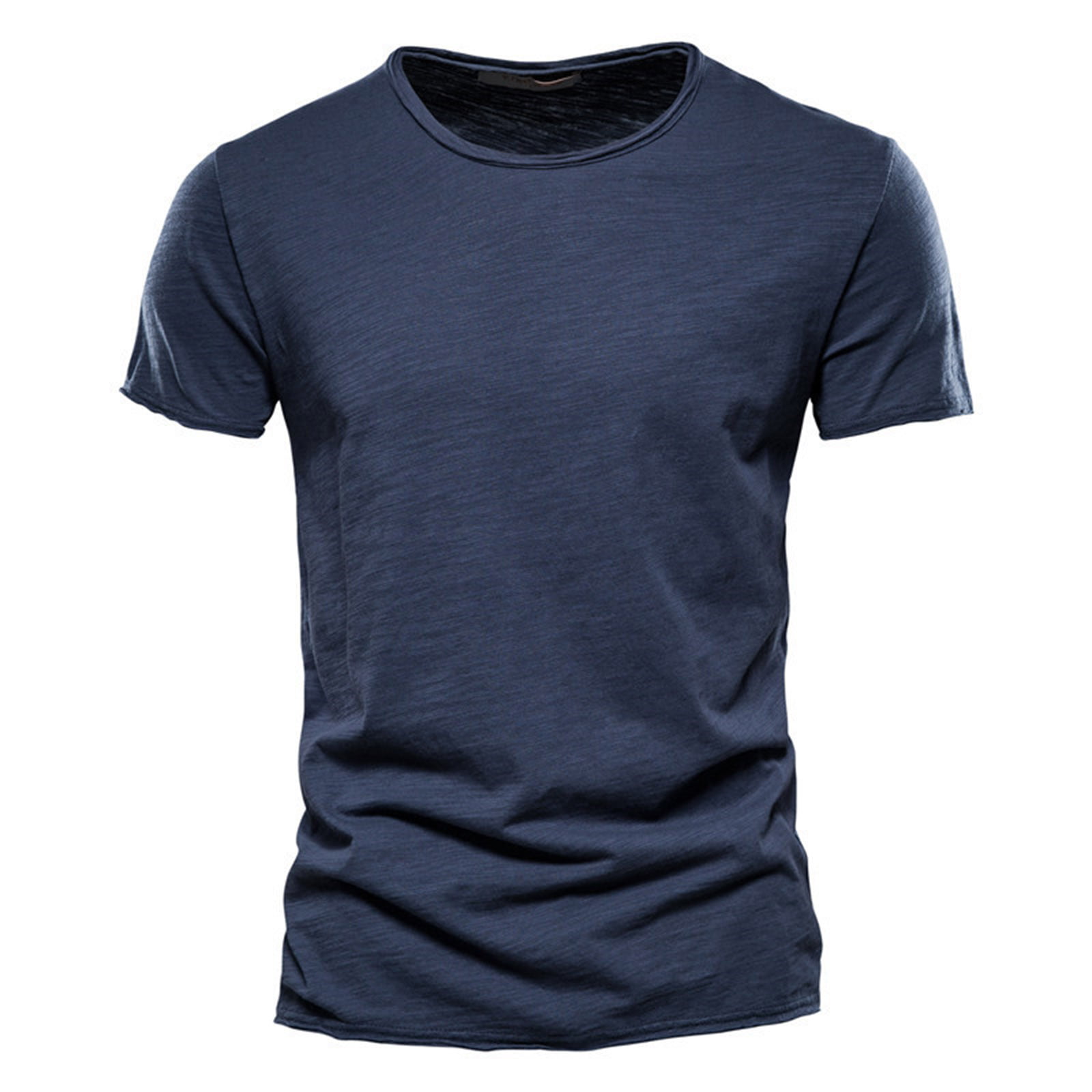 WUWUQF Mens Tshirts Short Sleeve Cotton Color T-Shirt Comfortable ...