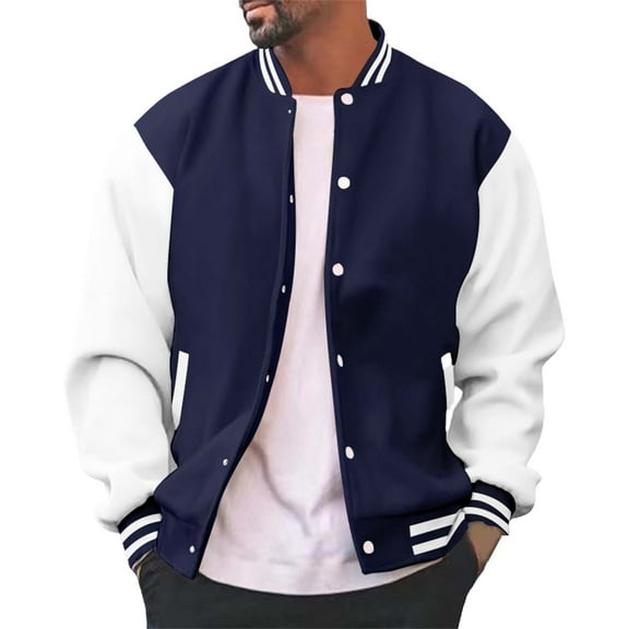 WUWUQF Varsity Jacket Men, Men's Varsity Baseball Jacket Casual Boys College Lightweight Jacket Coat