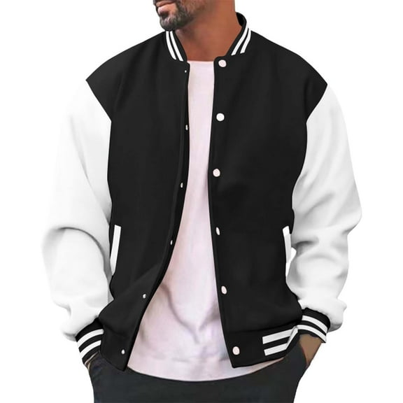 WUWUQF Varsity Jacket Men, Men's Varsity Baseball Jacket Casual Boys College Lightweight Jacket Coat