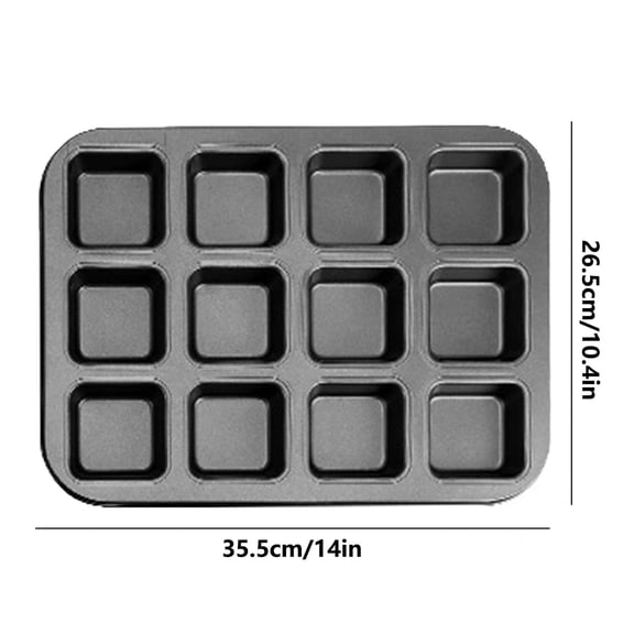 WUXIAB 12-Cavity Square Non-Stick Baking Pan,Stainless Steel Bread Cake Baking Tool,Versatile Pudding Pan,Square Baking Tray,Non-Stick Home Baking Tool,Multi-Use Bread Cake Pan 2Pack