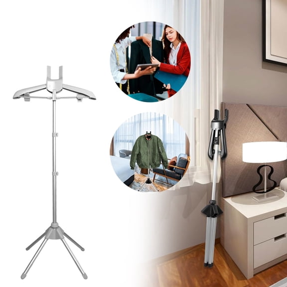 WUXIAB 1Pc Iron Steam Stand,Garment Steamer Rack,Foldable Garment Clothes Drying Rack,Steamer Stand Folding Telescopic Clothes Steamer Holder,Height Adjustable Steamer Stand for Clothes,Grey