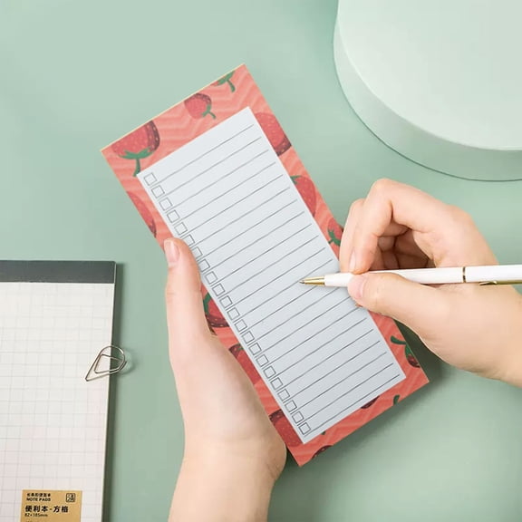 WUXIAB 1Pc Magnetic Notepads,Grocery List Magnet Pad for Fridge,To-Do List,Fruit Design Magnetic Grocery List Pad for Fridge,Tearable Memo Book,Small Notebook Daily Plan Book Clock,3.5"x8.3"