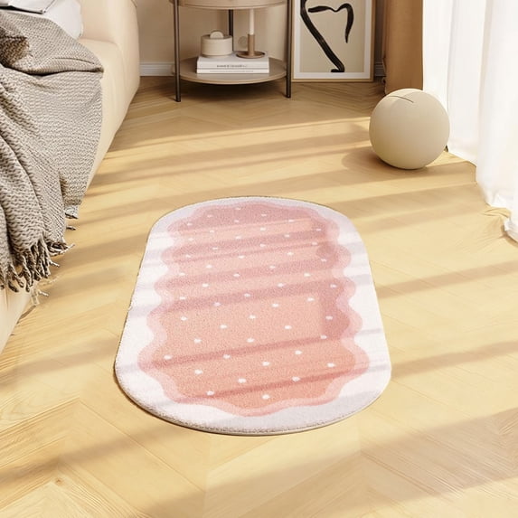 WUXIAB 1Pc Soft Bedroom Rugs,Spring Print Oval Area Rugs,Rugs for Bedroom Shaggy Rugs for Bedroom Oval Rugs,Room Small Carpet Living Room Runner Rug,Non Slip Modern Home Decor,15.75"x23.62"