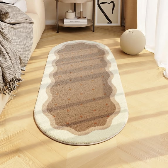 WUXIAB 1Pc Soft Bedroom Rugs,Spring Print Oval Area Rugs,Rugs for Bedroom Shaggy Rugs for Bedroom Oval Rugs,Room Small Carpet Living Room Runner Rug,Non Slip Modern Home Decor,15.75"x47.24"