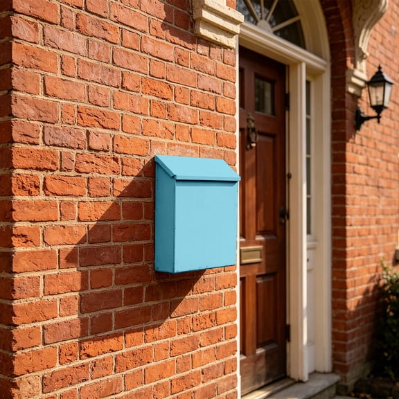 WUXIAB 1Pc Wall Mounted Mailbox,Drop Box with Lock Metal Postbox,Wall Hanging Mail Box Newspaper Holder Box for Gate Outside House Decor Blue,3.6"x11.4"x8.7"
