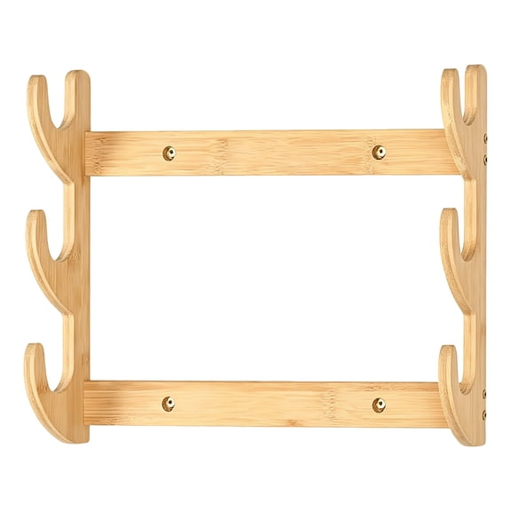 WUXIAB 1Pc Wood Bow Wall Mount Rack,Bamboo Sword Wall Mount,Display Rack Holds 3 Swords,Bow Rack Wooden Wall Mount Bow Hanger Wall Holder for Bows,Beige,15.35"x11.81"