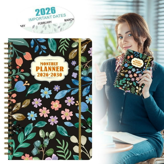 WUXIAB 2026-2030 5-Year Monthly Planner,Spiral-Bound Long-Term Calendar ...
