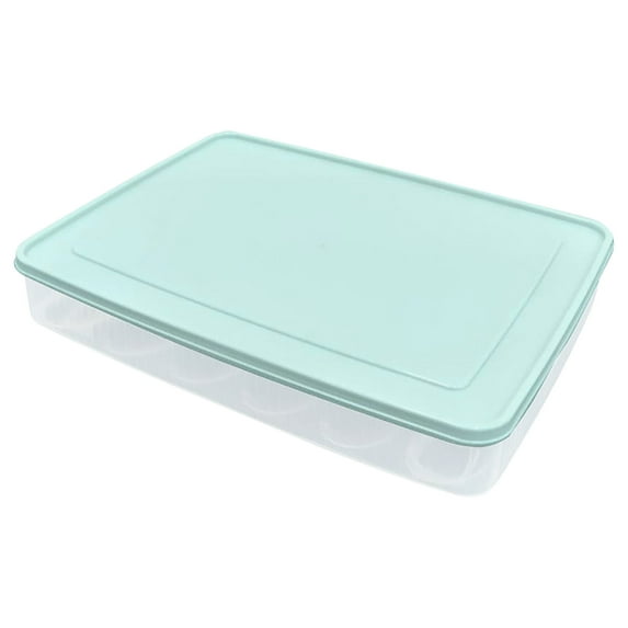 WUXIAB 24 Egg Holders For Refrigerator,Plastic Egg Storage Container,Egg Organizer For Protect And Keep Fresh,Clear Deviled Egg Tray With Colored Lid,Stackable Carrier Storage Tray For Fridge Blue