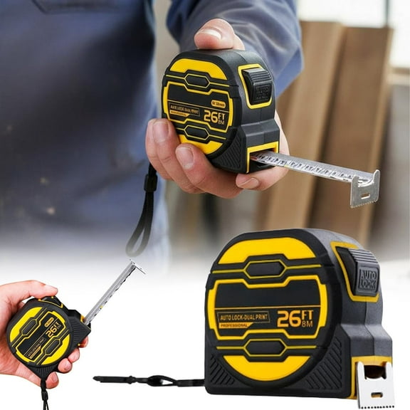 WUXIAB 26Ft Auto-Locking Tape Measure,8M Double Scale Tape,Retractable Measuring Tape,Stainless Clip Carabiner,Construction Woodworking Tool,Dual Scale Tape Measure,Household Measurement Tool