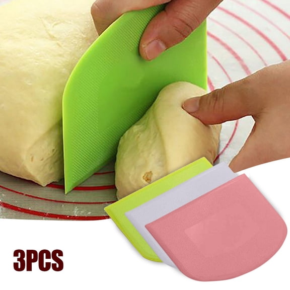 WUXIAB 3Pc Soft Dough Scraper,12X9.5Cm Pp Plastic,Food-Grade Baking Tool,Flexible Bowl Scraper,Multi-Functional Dough Cutter,Gentle On Surfaces,3-Pack Value Set,Cake Bread Making Tool