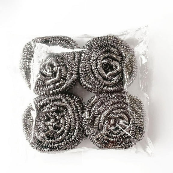 WUXIAB 4 Pc Magic Steel Cleaning Pads,Wire Sponges,Steel Wool Scrubbers,Stainless Steel Sponges,Scrubber Pads,Metal Sponges,Metal Dish Scrubbers,Round Scouring Pads For Dishes & Cleaning