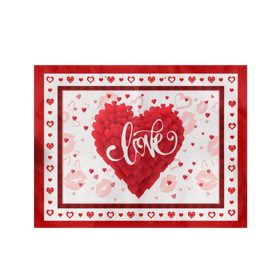 WUXIAB 4Pc 12X18In 3D Heart,"Love" & Small Hearts/Lips,Valentine'S Day Dining Decor Mats,Essential Placemats For Party Kitchen Use,Valentines Day Kitchen Mats,Table Placemats,Fabric Placemats