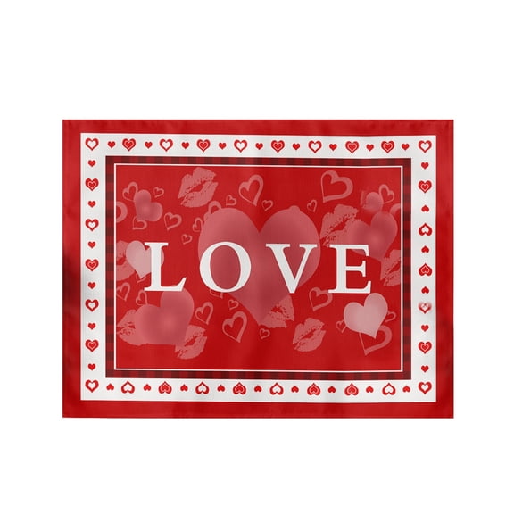 WUXIAB 4Pc 12X18In Red Base,"Love" & Heart/Lip Patterns,Valentine'S Day Party Table Mats,Multi-Use Placemats For Kitchen Dining Decor,Valentines Day Decorations For Table,Valentine Kitchen Decor