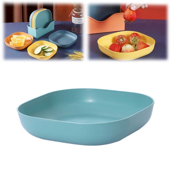 WUXIAB 5.5In Multi Color Square Lightweight Plates,Deep Dinner Dishes,Unbreakable Wheat Straw Plates,Small Dessert Plates,Reusable Plate,Camping Dinnerware,Spaghetti Bowl,For Snack Soup Dessert Rice