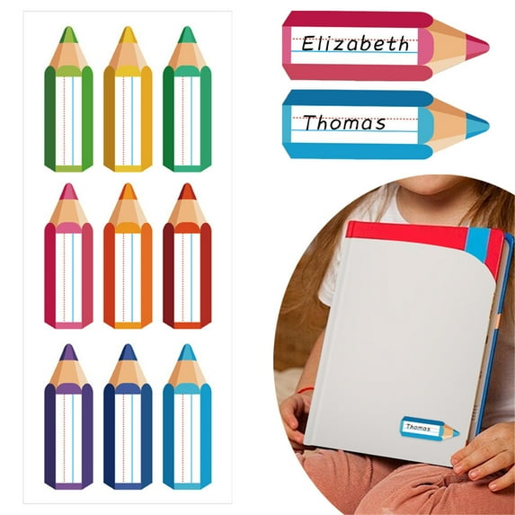WUXIAB 90 Pcs Desk Nameplates,Different Color Desk Name Tags,Name Stickers,Traditional Manuscript Name Plates,Pencil Name Tags,Locker Self Adhesive Stickers,Personal Mark Paster