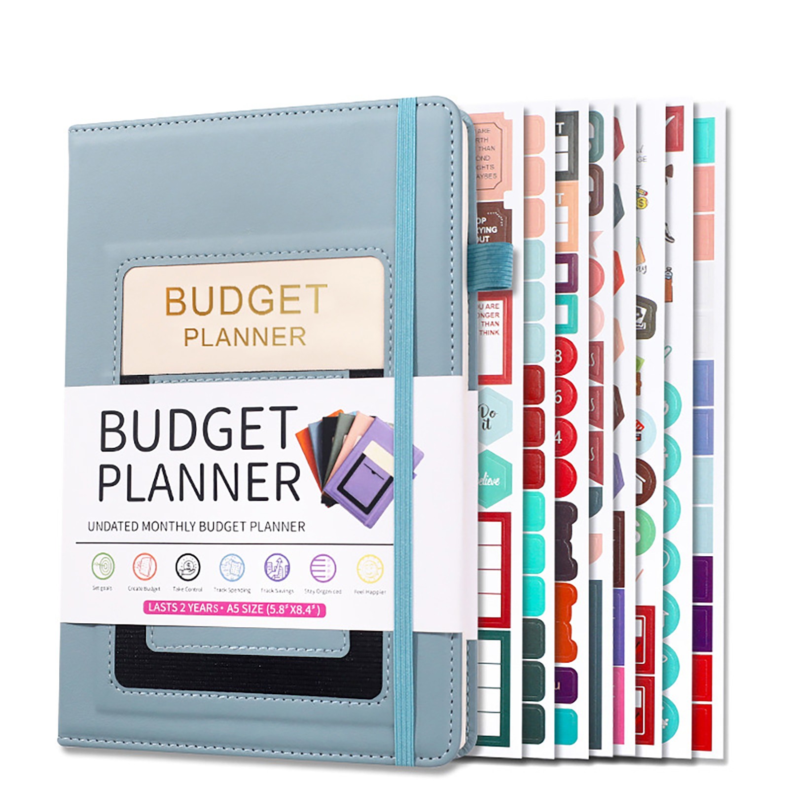 WUXIAB A5 Budget Planner Notebook Undated Expense Tracker With 