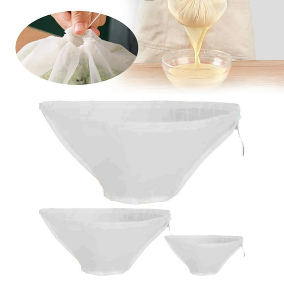 WUXIAB Bowl-Shaped Nylon Nut Milk Bag,Multi-Purpose Cheese Cloths,Reusable Cheese Cloth Bag For Straining,Fine Mesh Food Filter Bag,Packaging Cheese Cloth Filling Squeeze Nylon Bags,Straining Bags