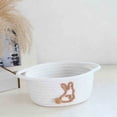 thumbnail image 1 of WUXIAB Bunny Shelf Basket,Empty Gift Basket,Tabletop Organizer Basket,Hand-Woven Cotton Rope Storage Basket,13.3x9x4.7 Inch Large Size with Cute Bunny Embroidery,for Toys Clothes,White Brown Bunny, 1 of 9