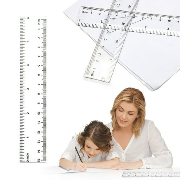 WUXIAB Clear Straight Ruler,Clear Plastic Rulers,Scratch-Resistant Design,Easy-To-Read Markings,Measuring Rulers,Rulers With Inches And Centimeters,Ruler For Crafting Drawing Engineering Home,Office