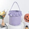 thumbnail image 1 of WUXIAB Colorful Striped Halloween Basket, Checkered Pattern Holiday Decor Storage Bin, Farmhouse Tartan Lattice Reusable Candy Bucket, Foldable Candy Storage Bucket, 1 of 9