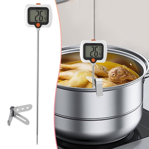 WUXIAB Digital Instant-Read Cooking Thermometer,180°Rotating Lcd Candy Thermometer,Pot Clip Handsfree Grilling Thermometer,Stainless Steel Food Thermometer,Durable Abs Corrosion-Resistant Thermometer