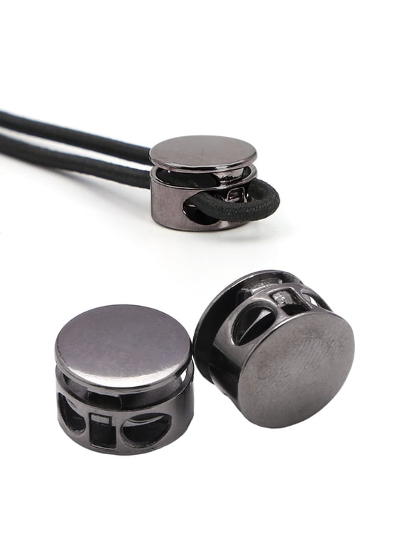 Drawstring Spring Stopper,Metal Cord Locks,Sturdy Toggle Fasteners For Hoodies,50pc Metal Locks,Double Hole Draw String Spring Stopper Fastener,Round Slider Toggles End Fitting,Dark Gray