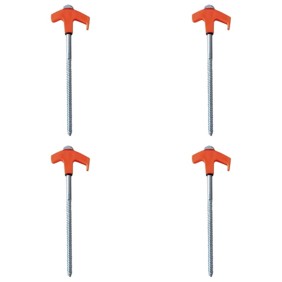 WUXIAB Drill In Tent Stakes,Threaded Stakes,Gazebo Anchors For Soft Soil,4PC Screw In Tent Stakes,Threaded Tent Stakes,Heavy Duty Camping Stakes,Ground Anchors for Outdoor Camping,Orange