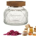 thumbnail image 1 of WUXIAB Embossed Sealed Glass Jar Vintage Transparent Airtight Storage Jars With Lids – Sealed Canisters For Kitchen Food Storage,Pantry Organization & Decorative Display C 750Ml, 1 of 8