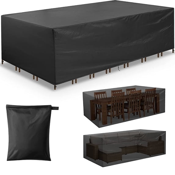 WUXIAB Heavy-Duty 420D Patio Furniture Cover – Waterproof Anti-Uv Tear-Resistant,Sectional Sofa Patio Table Chair Cover,Rectangular Furniture Set Cover,Outdoor Wicker Rattan Protection S 19X40X41In