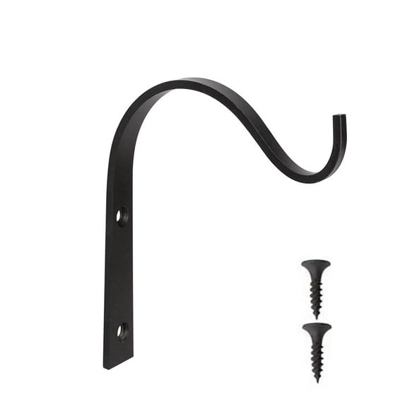 WUXIAB Iron Wall Hook For Plants,Lantern Hanging Hook,Bird Feeder Metal Bracket,Wind Chime Wall Hook,Sconce Hook,Indoor Outdoor Plant Hook,Rustic Home Decor Hook,Heavy Duty Hanging Bracket Black