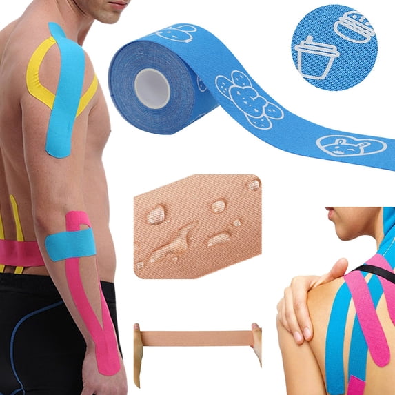 WUXIAB Joint Stabilizer Tape,Practice Training Tape,Non Slip Tape,Multi Roll Pack,Cohesive Comfort Wrap,5cm x 5m Doodle Pattern Athletic Sports Tape,Easy Tear Breathable Cotton for Joint Support