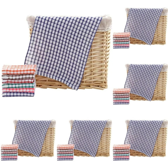 WUXIAB Lint Free Cleaning Rag,Durable Shop Cloth,Residential Cleaning Cloth,Commercial Grade Towel,6 Pc Cotton Kitchen Dish Towels 16x25 Inch,Soft Absorbent Dishcloths for Drying Dishes,Washing,Blue