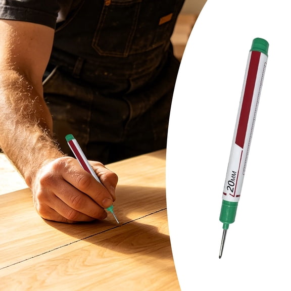 WUXIAB Long Nib Marker Pen,Green Deep Hole Marker Pen,Fine Nose Tip,Carpenter Permanent Paint Markers,Heavy Duty Quick Dry Waterproof,Welding Drill Plumbing Tool,Construction Bathroom Woodworking