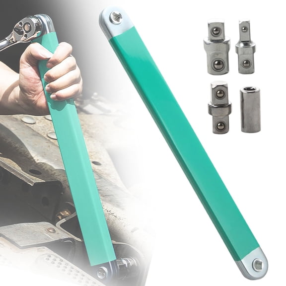 WUXIAB Long Reach Offset Design,Extended Handle Wrench,Long Reach Offset Design,Extended Handle Wrench,15 Inch Offset Extension Wrench Set with Multiple Adapters,Multi-Functional Chain Repair Tool