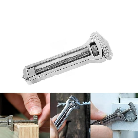WUXIAB Mini Multitool Wrench,Alloy Adjustable Wrench,Multi-Purpose Tool,Bottle Opener Keychain,Nail Puller Multitool,Caliper Mini Tool,Camping Hiking Multitool,Outdoor Daily Repair Tool 2.32"