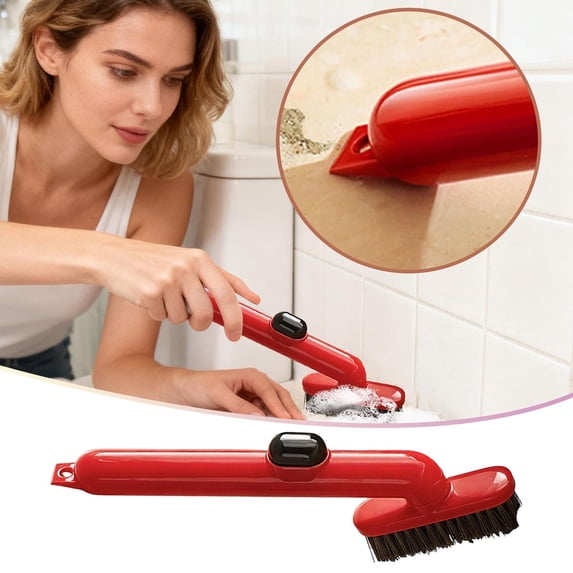 WUXIAB Multi-Purpose Scrub Brush,Rotating Handle Brush,Compact Tool For Tiles,Rotating Cleaning Brush,Dish Scrubber with Built-In Soap Dispenser,360° Rotating Brush Head for Kitchen & Bathroom,Red