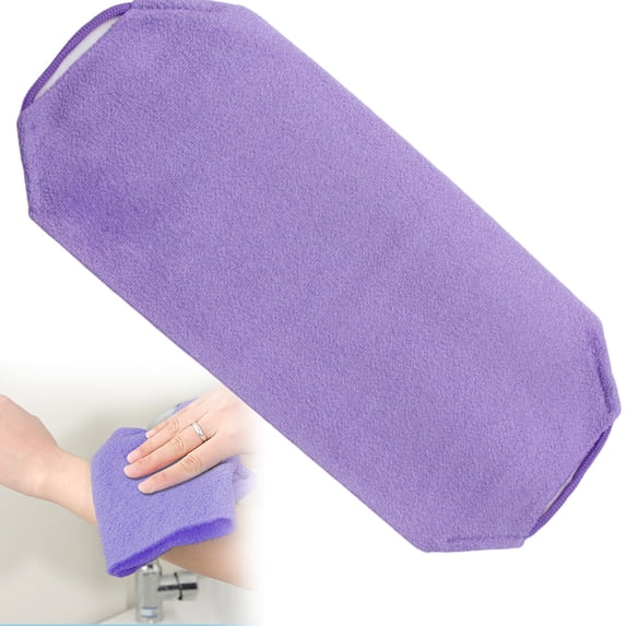 WUXIAB Nylon Back Scrubber,Stretchable Exfoliator Towel,Shower Body Cleansing Tool,Extended Length Nylon Back Scrubber with Handles,Purple Exfoliating Body Scrub Towel for Shower,Men and Women