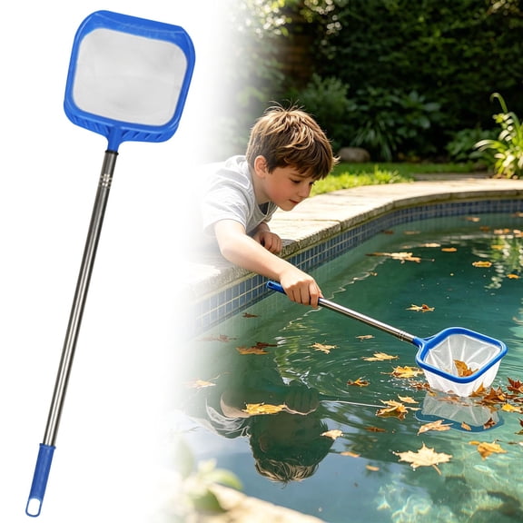 WUXIAB Pool Skimmer,Pool Skimmer Net 5.5X4.72In With Adjustable 16-28" Telescopic Pole,Fine Mesh Strainer,Hot Tub Skimmer,Pond Net,Handheld Skimmer For Pool,Fish Net For Pond,Pond Netting For Outdoor