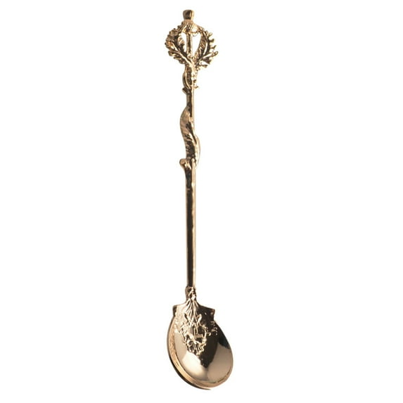 WUXIAB Retro Coffee Spoon,Antique Teaspoon,Ice Cream Spoon,Tea Party Spoon,Gathering Tableware Spoon,Vintage Royal Palace Carved Coffee Spoon,Antique Gold Finish,for Tea,Dessert,and Spices,12cm,Gold