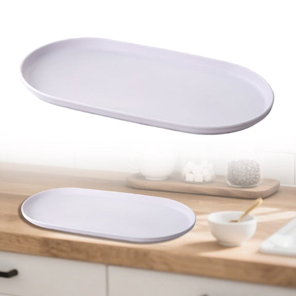 WUXIAB Reusable Kitchen Oval Tray,Matte Finish Serving Tray,Multiuse Oval Serving Tray,Snack Dessert Serving Tray,Plastic Fast Food Serving Tray,Oval PP Tray for Everyday Use in Casual Dining,White