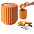 thumbnail image 1 of WUXIAB Ribbed Desktop Trash Can,Lid-Equipped Compact Wastebasket,Space-Saving Table Counter Trash Can,Kitchen Bathroom Dorm Trash Can,Lid-Equipped Odor-Controlling Tiny Desktop Garbage Bin Orange, 1 of 8