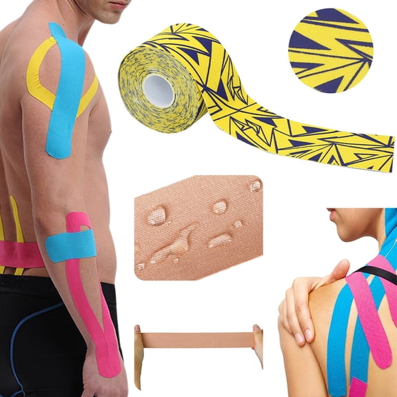 WUXIAB Self Adherent Wrap,Rehab Support Tape,On Court Tape,Soccer Support Tape,Quick Recovery Support,5cm x 5m Lightning Pattern Athletic Sports Tape,Easy Tear Breathable Cotton for Joint Support