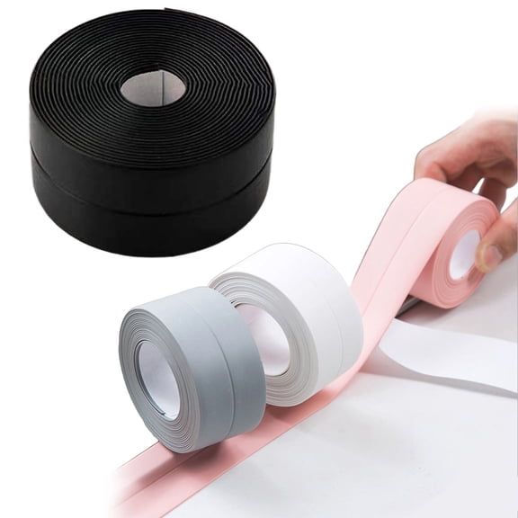 WUXIAB Self-Adhesive Sealing Tape,Flexible Caulk Strip,Clean Finish Sealing,Neat Edge Decoration,Self-Adhesive PVC Sealing Tape for Kitchen Bathroom,3.2m x 38mm,Flexible Caulk Strip for Sink Edges