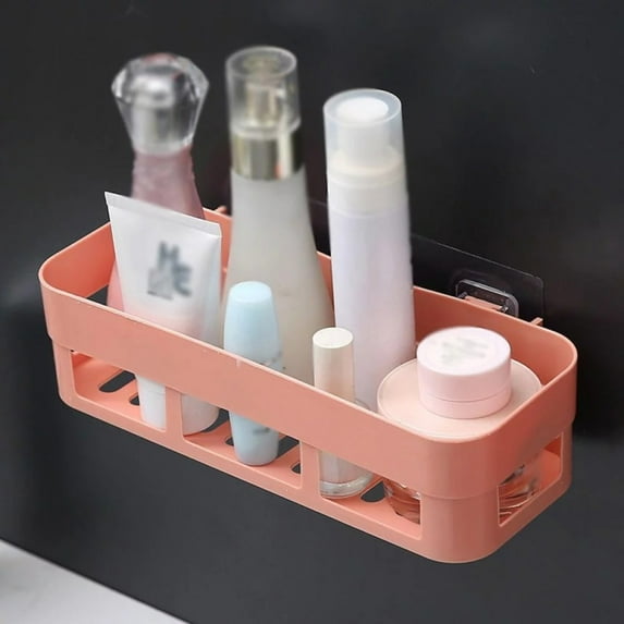 WUXIAB Shower Caddy Suction Cup,Powerful Suction Storage Caddy,No Drilling Bathroom Shelf,Waterproof Shower Organizer,Traceless Adhesive Storage Rack,Toiletries Bathroom Holder Pink