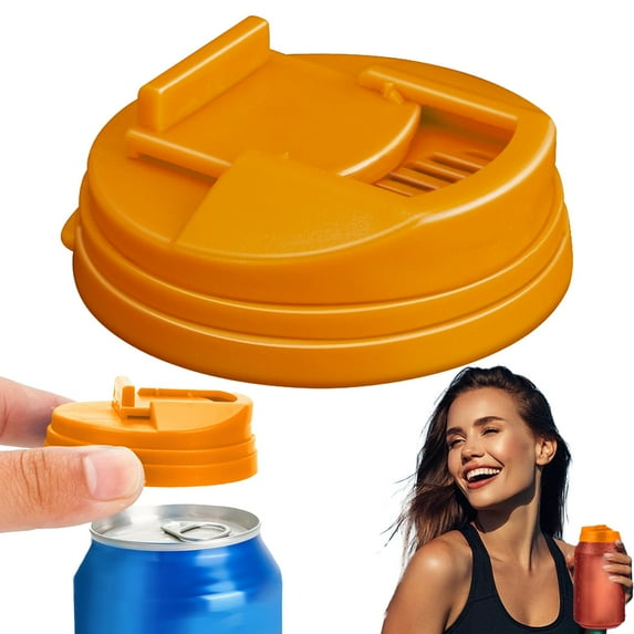 WUXIAB Soda Can Covers,2025 Upgraded Soda Cans Lids,Reusable Plastic Can Covers for Sodas Cola Can Lid Covers Round Protector,Cans Cover For Standard Size 2.28in Sod,Beer,Energy Drink Orange