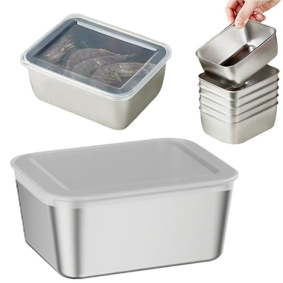 WUXIAB Stainless Steel Food Container With Lid,Outdoor Picnic Stainless Steel Lunch Box,Travel Bowl With Lid,Reusable Food Storage,Stackable Container With Lid,Picnic Travel Lunch Bowl,