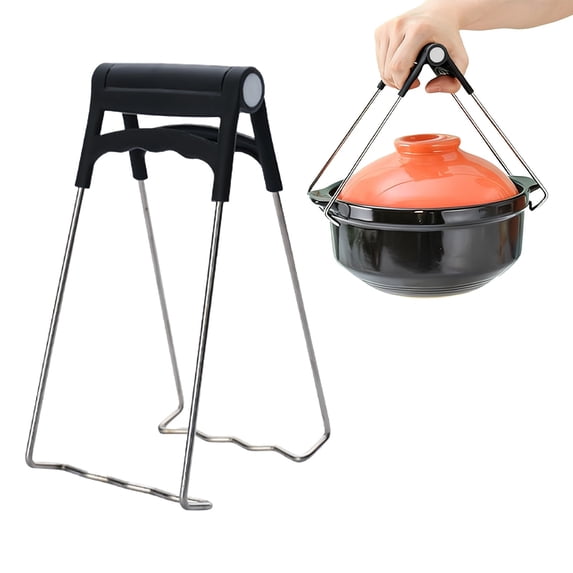 WUXIAB Stainless Steel Folding Kitchen Tongs,Heat-Resistant Non-Slip Dish Plate Bowl Clip,Ergonomic Comfort-Grip Plate Retriever,Multi-Use Hot Dish Lifter For Bowls Trays Pans (Home/Restaurant)Black