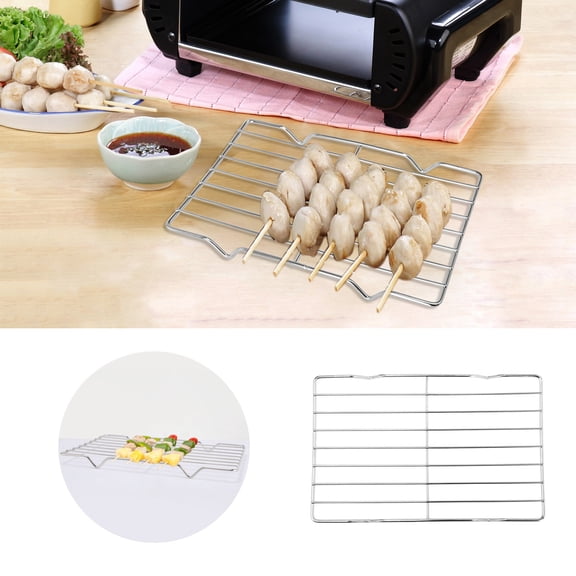 WUXIAB Stainless Steel Rack,Toaster Oven Cooling Rack,Rectangular Baking Rack,Oil Drain Rack,Even Heat Circulation,Heavy-Duty Warp-Resistant,Food-Grade Safe,Multi-Functional Kitchen Tool
